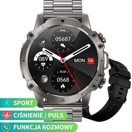 Smartwatch męski z funkcją rozmowy Rubicon RNCF18 srebrny SMARUB272