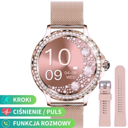 Smartwatch damski z funkcją rozmowy Rubicon RNCF19 różowe złoto SMARUB274