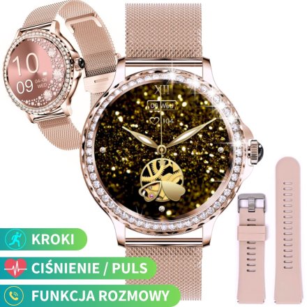 Smartwatch damski z funkcją rozmowy Rubicon RNCF19 różowe złoto SMARUB274