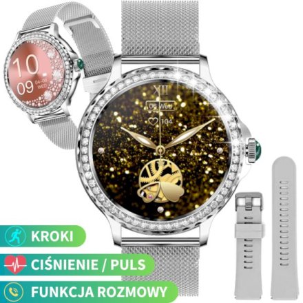 Smartwatch damski z funkcją rozmowy Rubicon RNCF19 srebrny SMARUB275