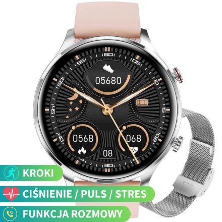 Smartwatch damski z funkcją rozmowy Rubicon RNCF20 srebrny SMARUB276