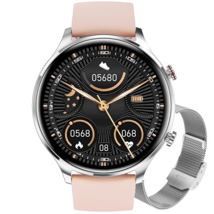 Smartwatch damski z funkcją rozmowy Rubicon RNCF20 srebrny SMARUB276