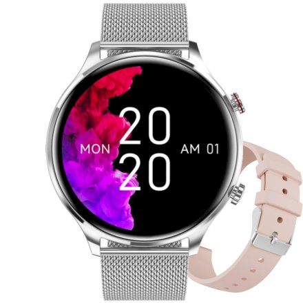 Smartwatch damski z funkcją rozmowy Rubicon RNCF20 srebrny SMARUB276