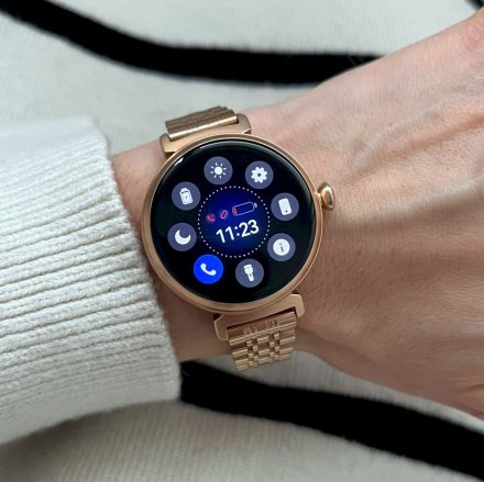 Smartwatch damski z funkcją rozmowy Rubicon RNCF21 różowe złoto beżowy SMARUB279