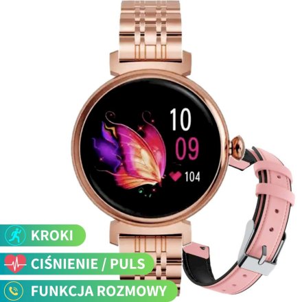 Smartwatch damski z funkcją rozmowy Rubicon RNCF21 różowe złoto różowy SMARUB280