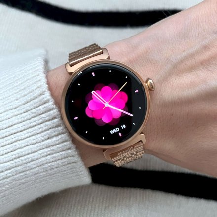 Smartwatch damski z funkcją rozmowy Rubicon RNCF21 różowe złoto różowy SMARUB280