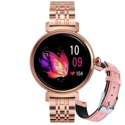 Smartwatch damski z funkcją rozmowy Rubicon RNCF21 różowe złoto różowy SMARUB280