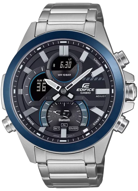 Czarny zegarek Męski Casio Edifice Premium na bransolecie ECB-30DC-1AEF
