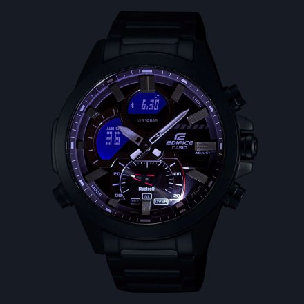 Czarny zegarek Męski Casio Edifice Premium na bransolecie ECB-30DC-1AEF