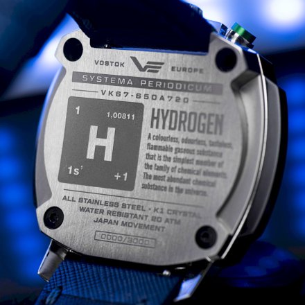 Zegarek Vostok Europe Systema Periodicum Hydrogen niebieski VK67-650A720