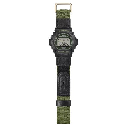 Czarny zegarek Casio Sport W-219HB-3AVEF z zielonym paskiem