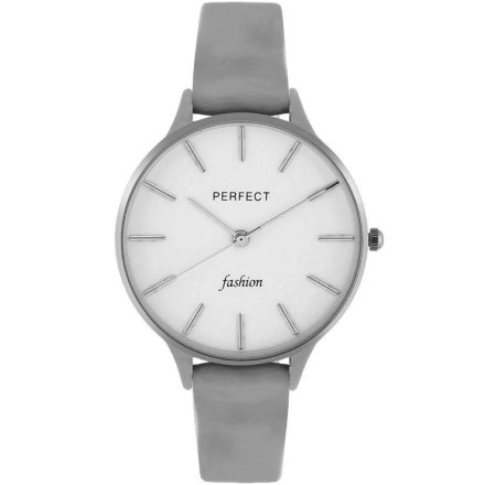 Srebrny damski zegarek z szarym paskiem PERFECT E355-03
