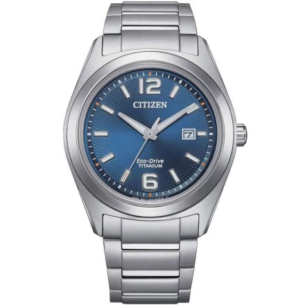 Tytanowy zegarek męski Citizen Eco Drive z niebieską tarczą AW1641-81L