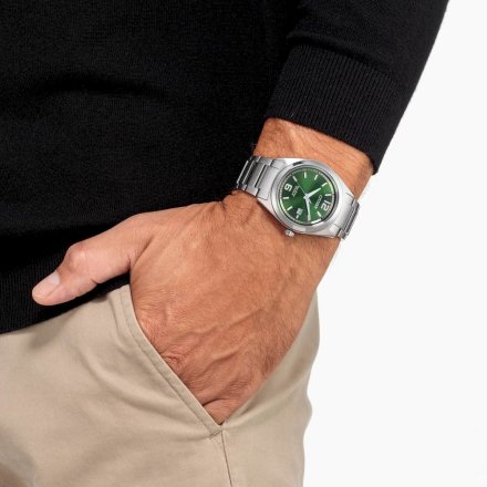 Tytanowy zegarek męski Citizen Eco Drive z zieloną tarczą AW1641-81X