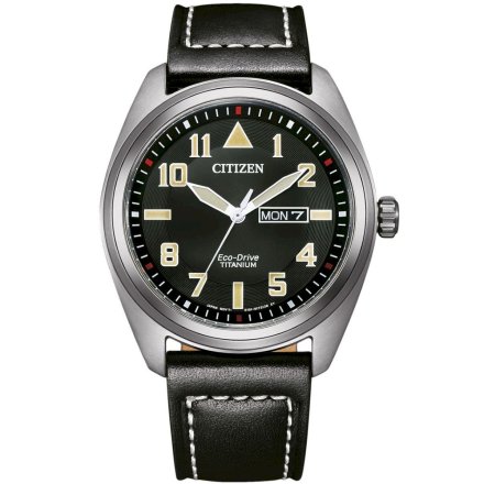 Klasyczny męski zegarek Citizen Eco Drive Military z czarną tarczą i paskiem BM8560-29EE