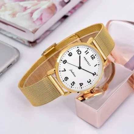 Złoty damski zegarek z bransoletą PERFECT F332-02