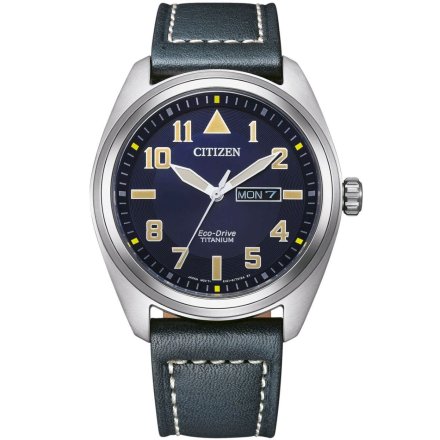 Klasyczny męski zegarek Citizen Eco Drive Military z granatową tarczą i paskiem BM8560-45LE