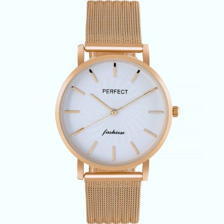 Różowozłoty damski zegarek z bransoletą PERFECT F334-06