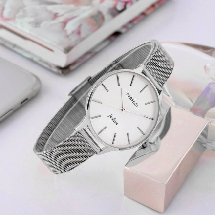Srebrny damski zegarek z bransoletą PERFECT F355-01