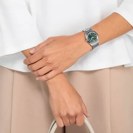 Srebrny zegarek damski Citizen Eco Drive Titanium z zieloną tarczą FE6151-82X