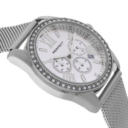 Srebrny damski zegarek z bransoletą PERFECT F386-01