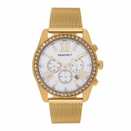 Złoty damski zegarek z bransoletą PERFECT F386-02