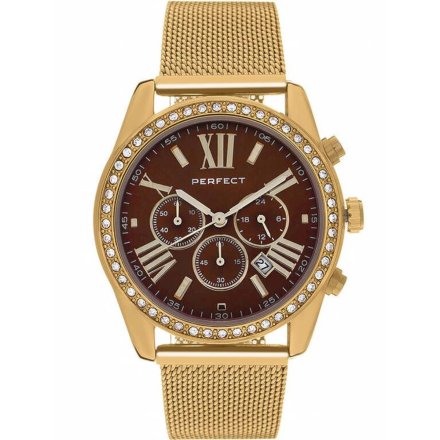 Złoty damski zegarek z bransoletą PERFECT F386-04