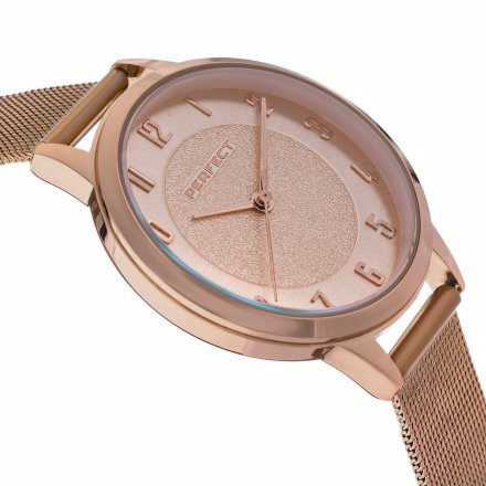 Różowozłoty damski zegarek z bransoletą PERFECT F387-04
