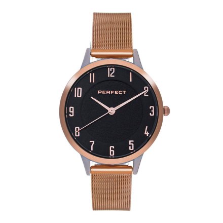 Różowozłoty damski zegarek z bransoletą PERFECT F387-05