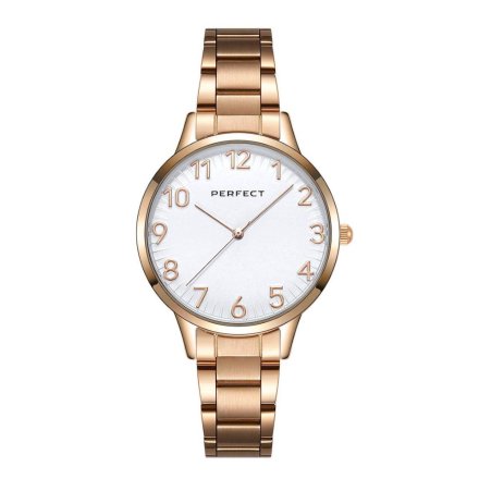 Różowozłoty damski zegarek z bransoletą PERFECT S342-04