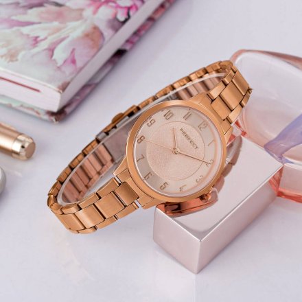 Różowozłoty damski zegarek z bransoletą PERFECT S387-04
