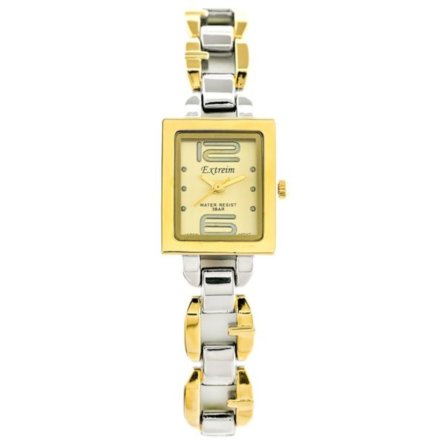 Złoto-srebrny biżuteryjny damski zegarek prostokątny z bransoletką Extreim EXT-Y003A-3A