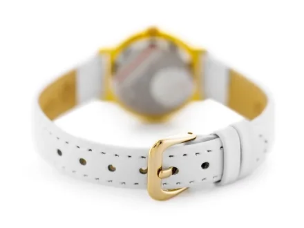 Złoty dziecięcy zegarek z białym paskiem PERFECT LP152-01