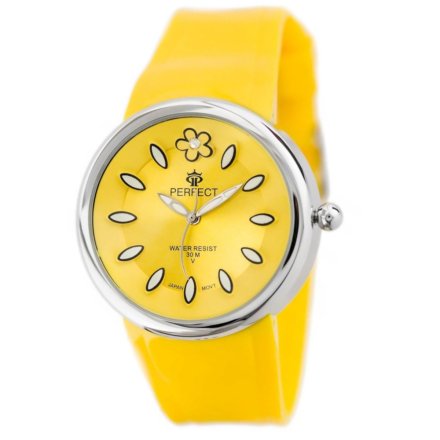 Żółty damski zegarek z paskiem PERFECT SU1242