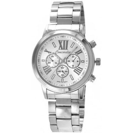 Srebrny modny damski zegarek z bransoletą CONCORDIA CDBA387-1