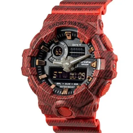 Czerwony męski zegarek sportowy z wyświetlaczem SAMDA