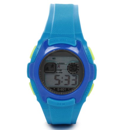 Niebieski dziecięcy zegarek z wyświetlaczem PERFECT