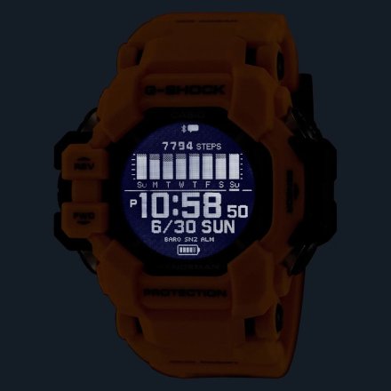 Żółty zegarek Casio GPR-H1000-9ER G-Shock MASTER OF G - LAND RANGEMAN SOLAR GPS 6 SENSORS