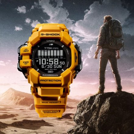 Żółty zegarek Casio GPR-H1000-9ER G-Shock MASTER OF G - LAND RANGEMAN SOLAR GPS 6 SENSORS