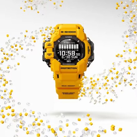 Żółty zegarek Casio GPR-H1000-9ER G-Shock MASTER OF G - LAND RANGEMAN SOLAR GPS 6 SENSORS