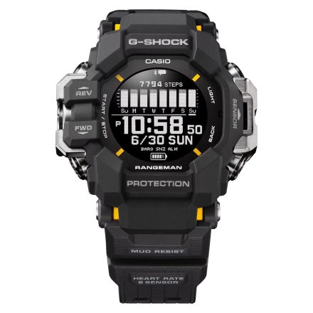 Czarny zegarek Casio GPR-H1000-1ER G-Shock MASTER OF G - LAND RANGEMAN SOLAR GPS 6 SENSORS