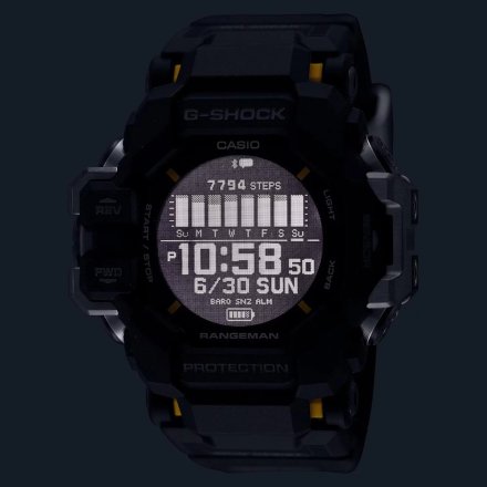 Czarny zegarek Casio GPR-H1000-1ER G-Shock MASTER OF G - LAND RANGEMAN SOLAR GPS 6 SENSORS