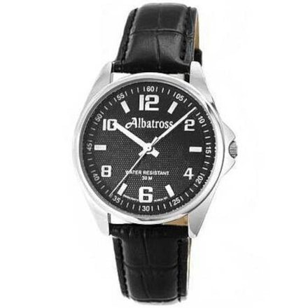 Srebrny męski zegarek z czarnym paskiem ALBATROSS ABC211-1
