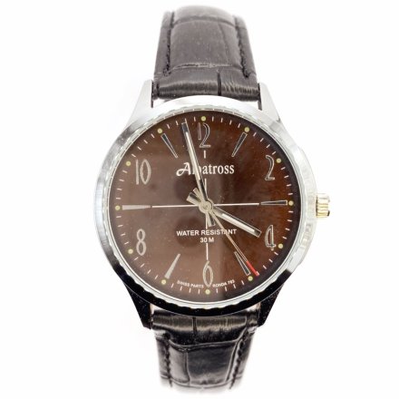 Srebrny męski zegarek z czarnym paskiem ALBATROSS ABC213-2