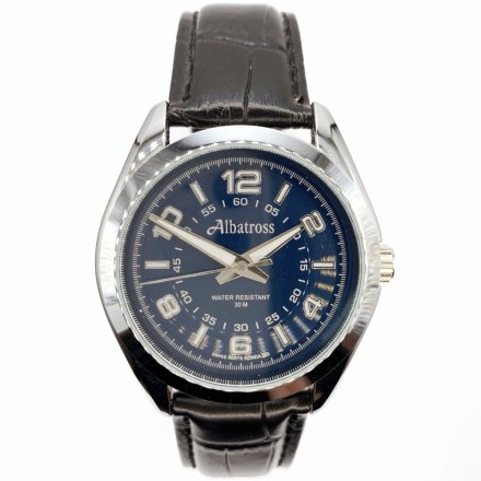 Srebrny męski zegarek z czarnym paskiem ALBATROSS ABC210-2