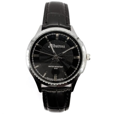 Srebrny męski zegarek z czarnym paskiem ALBATROSS ABC213-4