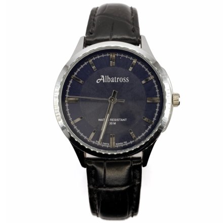 Srebrny męski zegarek z czarnym paskiem ALBATROSS ABC213-5