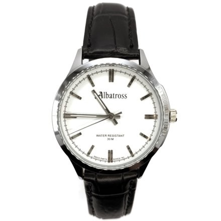 Srebrny męski zegarek z czarnym paskiem ALBATROSS ABC213-6