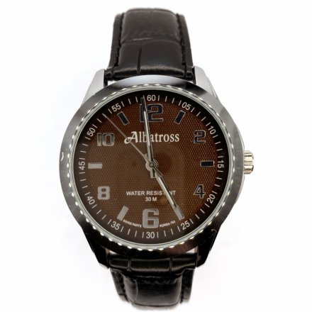 Srebrny męski zegarek z czarnym paskiem ALBATROSS ABC209-3