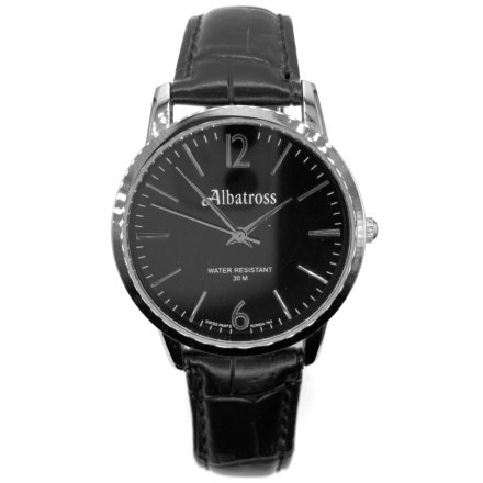 Srebrny męski zegarek z czarnym paskiem ALBATROSS ABC208-4